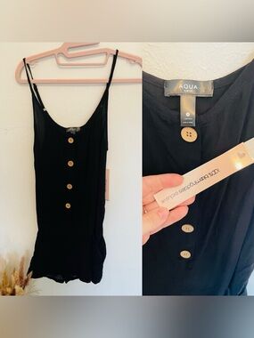 Aqua Black Button-Front Camisole Tank